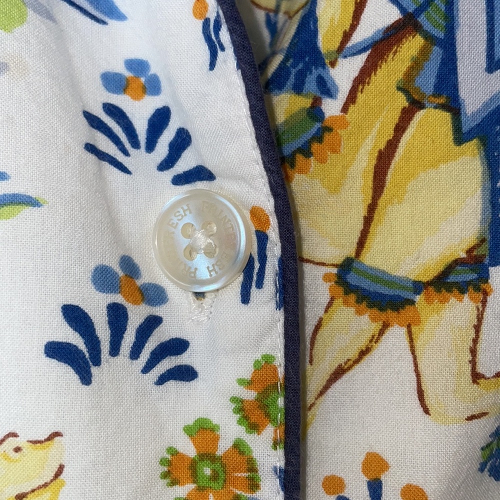 Printfresh Cotton Poplin Short Sleeve Notch Collar Pajama Top courtyard camel M - Picture 3 of 7